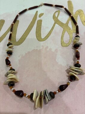 Handcrafted Brown and Cream Beaded Women’s Necklace